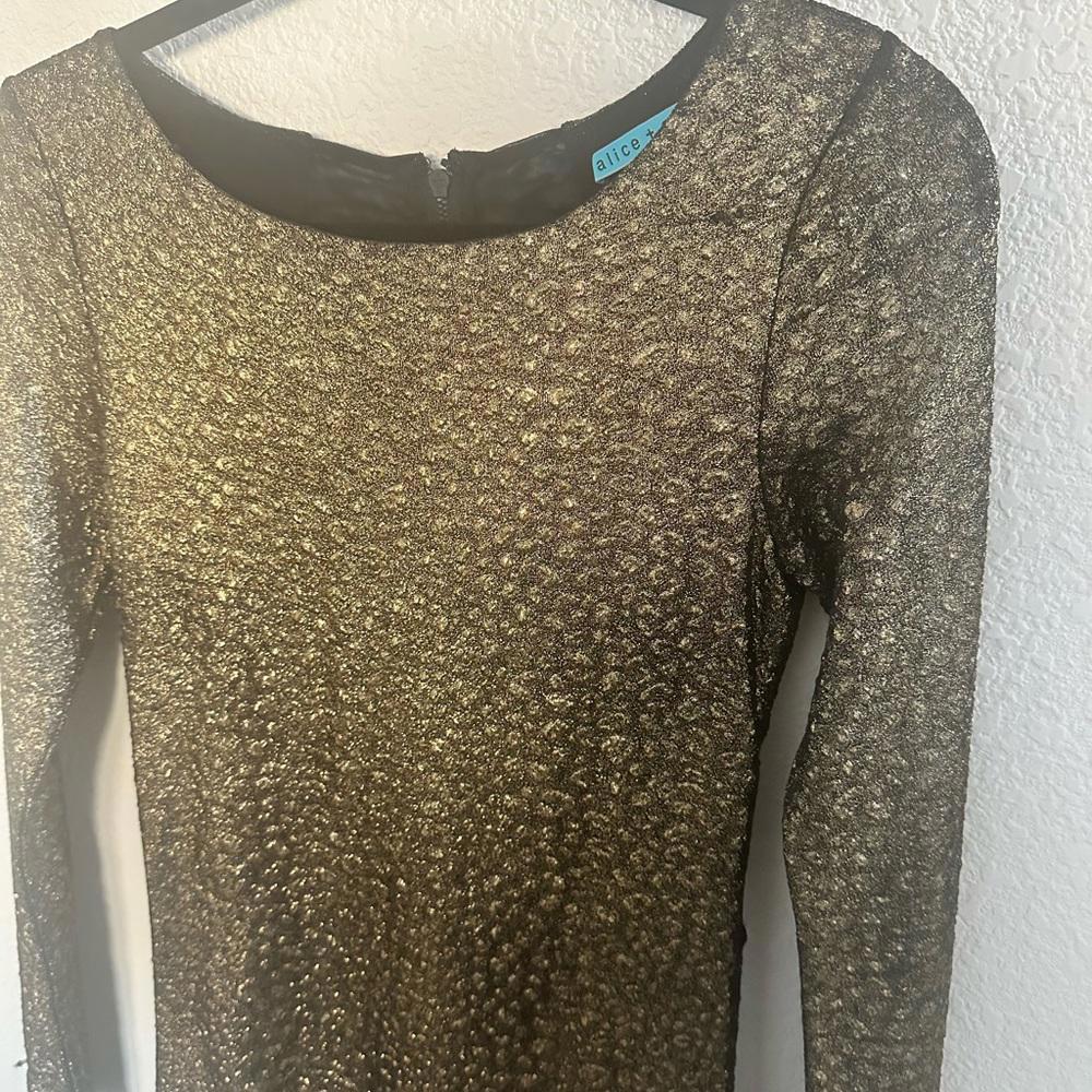 Alice + Olivia Selma Metallic Bronze Bodycon Dress Small - Picture 4 of 13